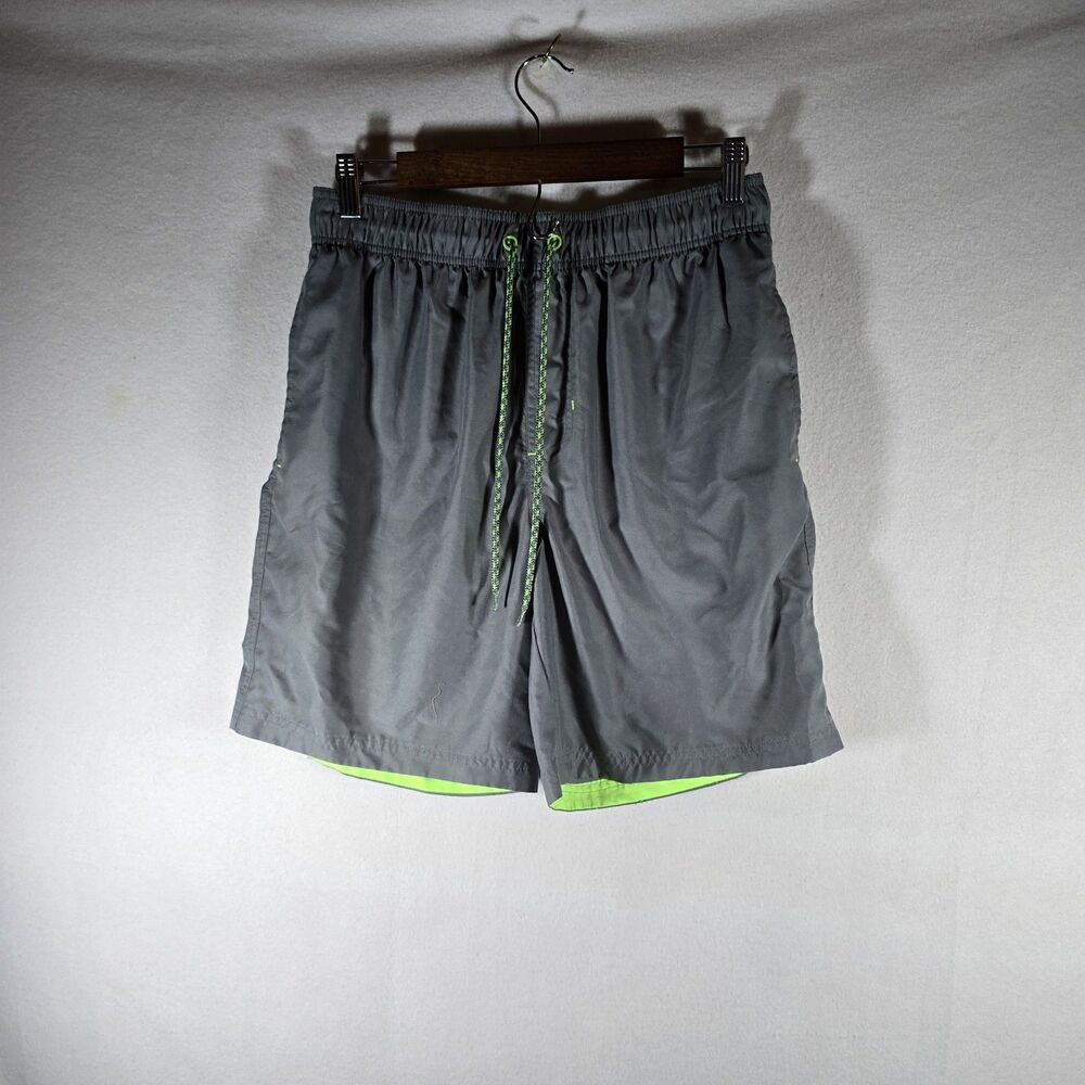 George Mens Swim Trunks Medium Green And Grey, Sizes 32-34